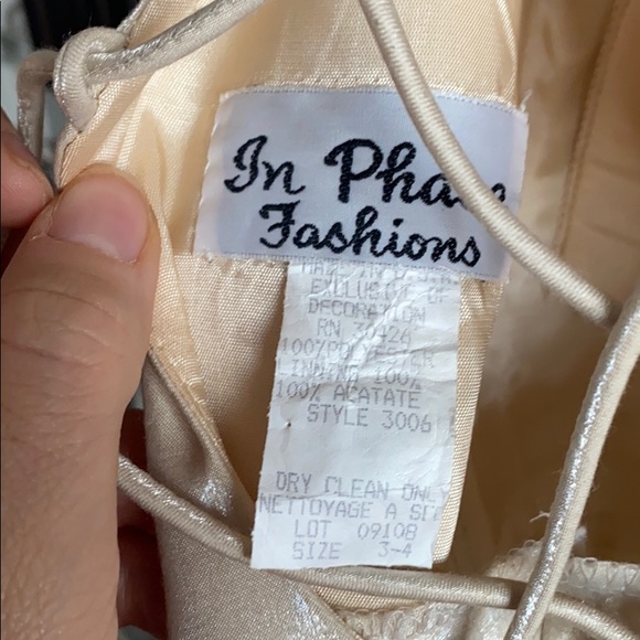 In phase fashions cream beaded lace back dress - Picture 4 of 4